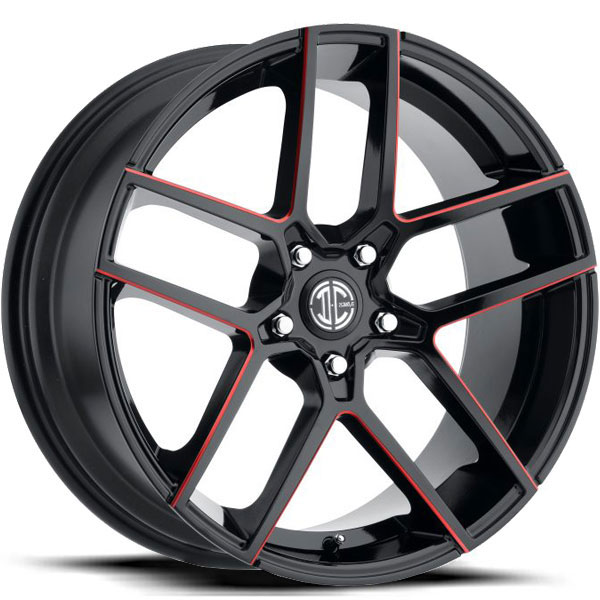 2 Crave No.54 Gloss Black with Red Milled Spokes Center Cap